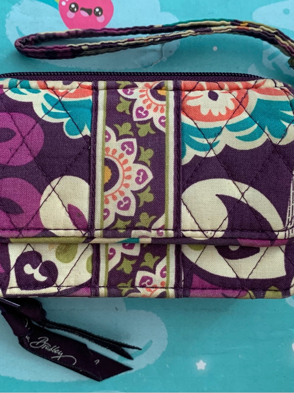 Vera Bradley Purple Floral Quilted Wristlet